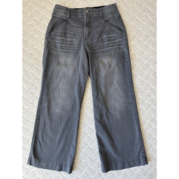 Wit & Wisdom Pants - Wit & Wisdom Jeans Womens 8 Gray Wide Leg Crop High Rise Stretch Trousers Pants‎